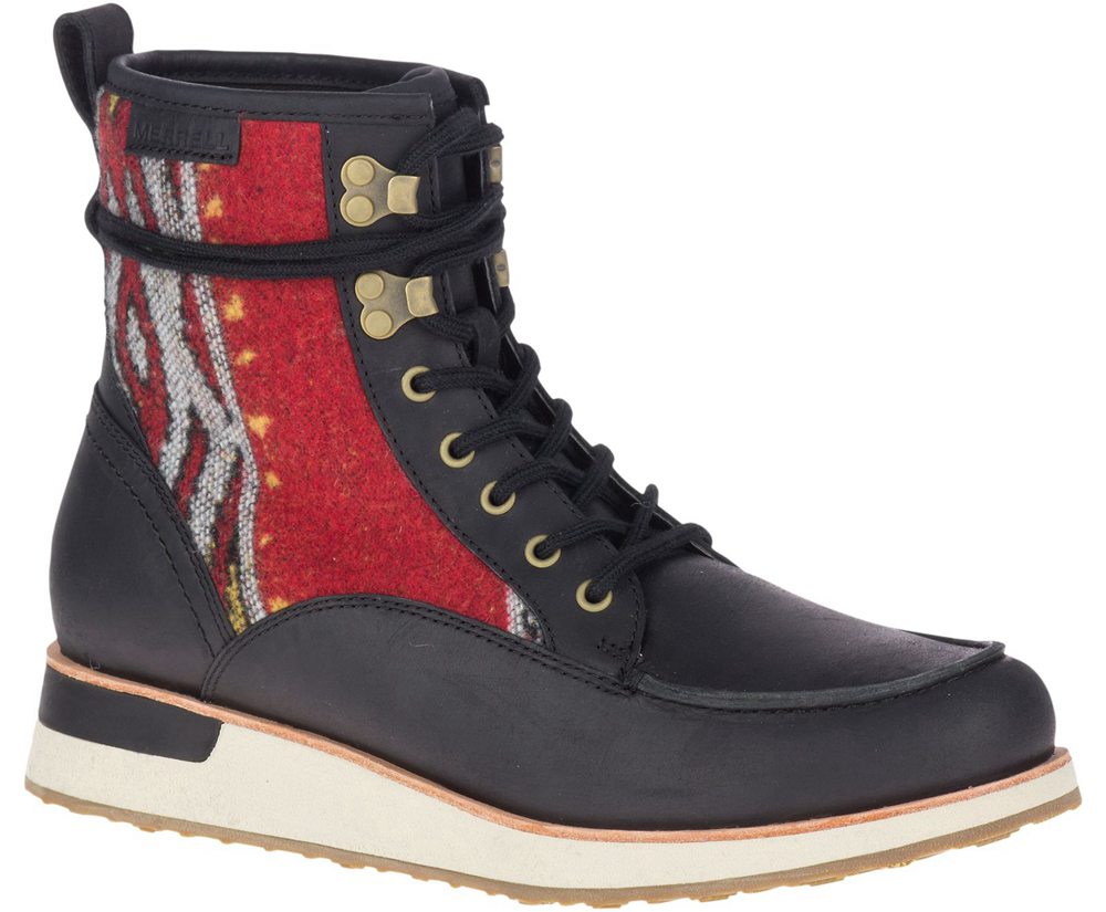 Botas Senhora - Merrell Roam Mid - Pretas/Vermelhas - PND792038